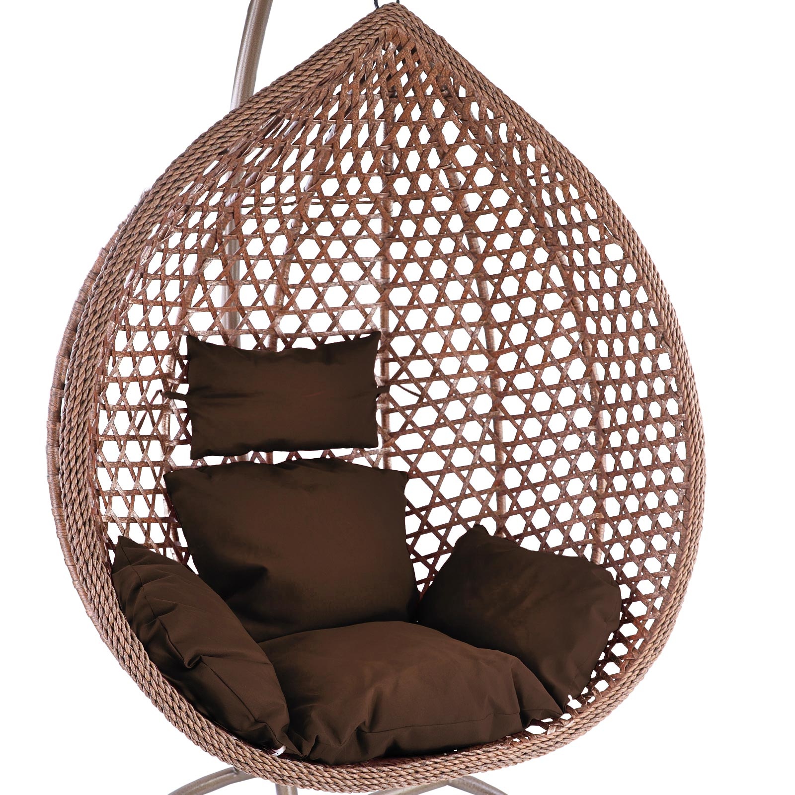 Hangstoel - bruin - 120x106x70 cm - met kussen - donkerbruin