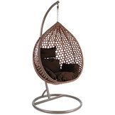 Hangstoel - bruin - 95x106x65 cm - met kussen - donkerbruin