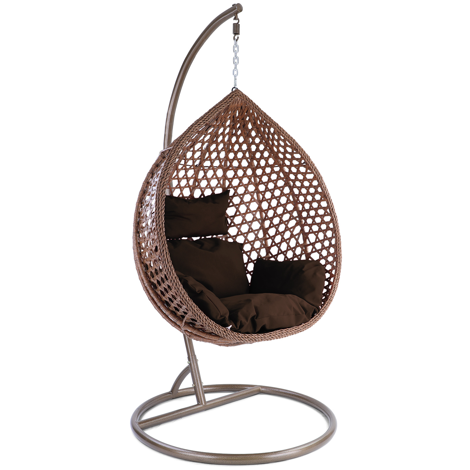 Hangstoel - bruin - 95x106x65 cm - met kussen - donkerbruin