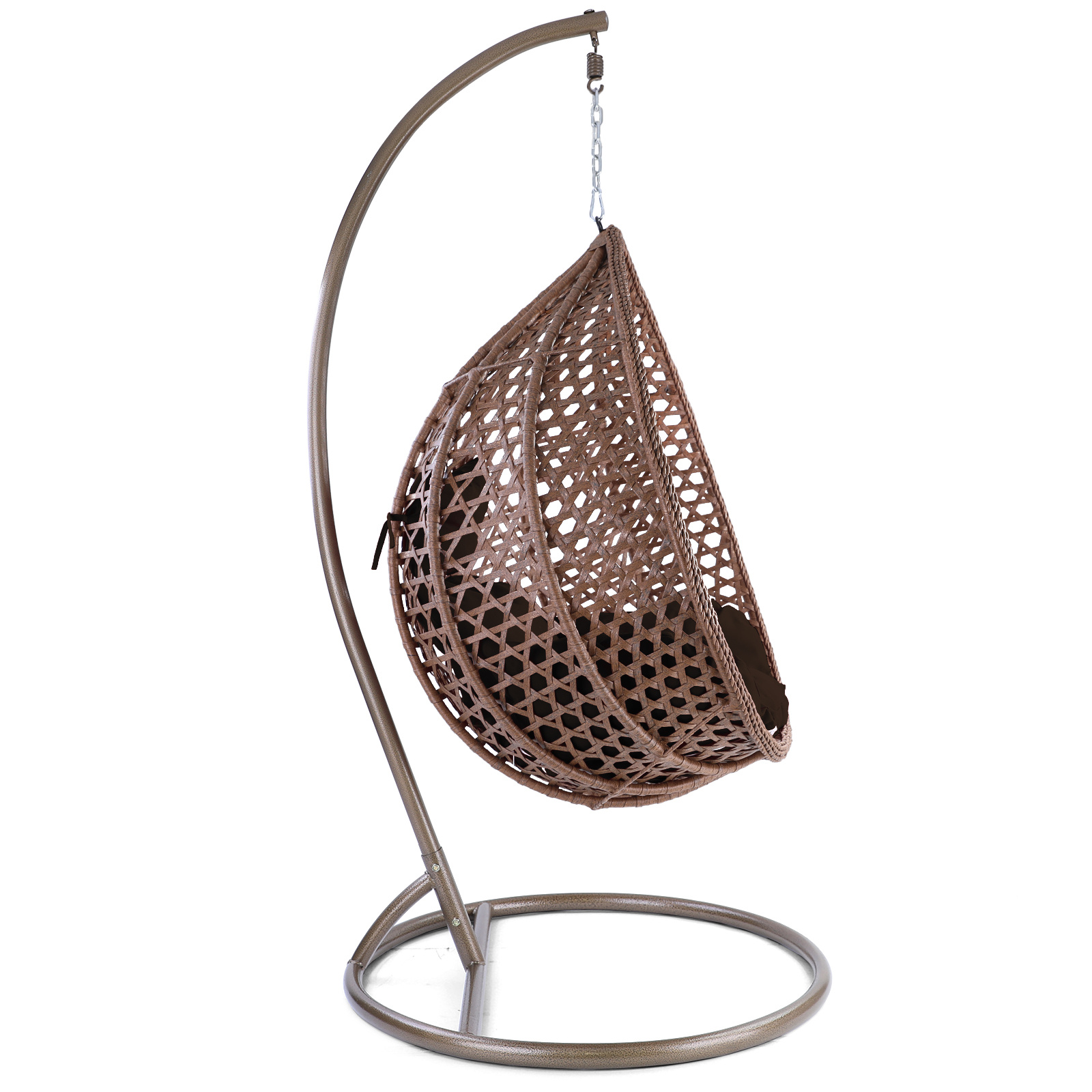 Hangstoel - bruin - 95x106x65 cm - met kussen - donkerbruin