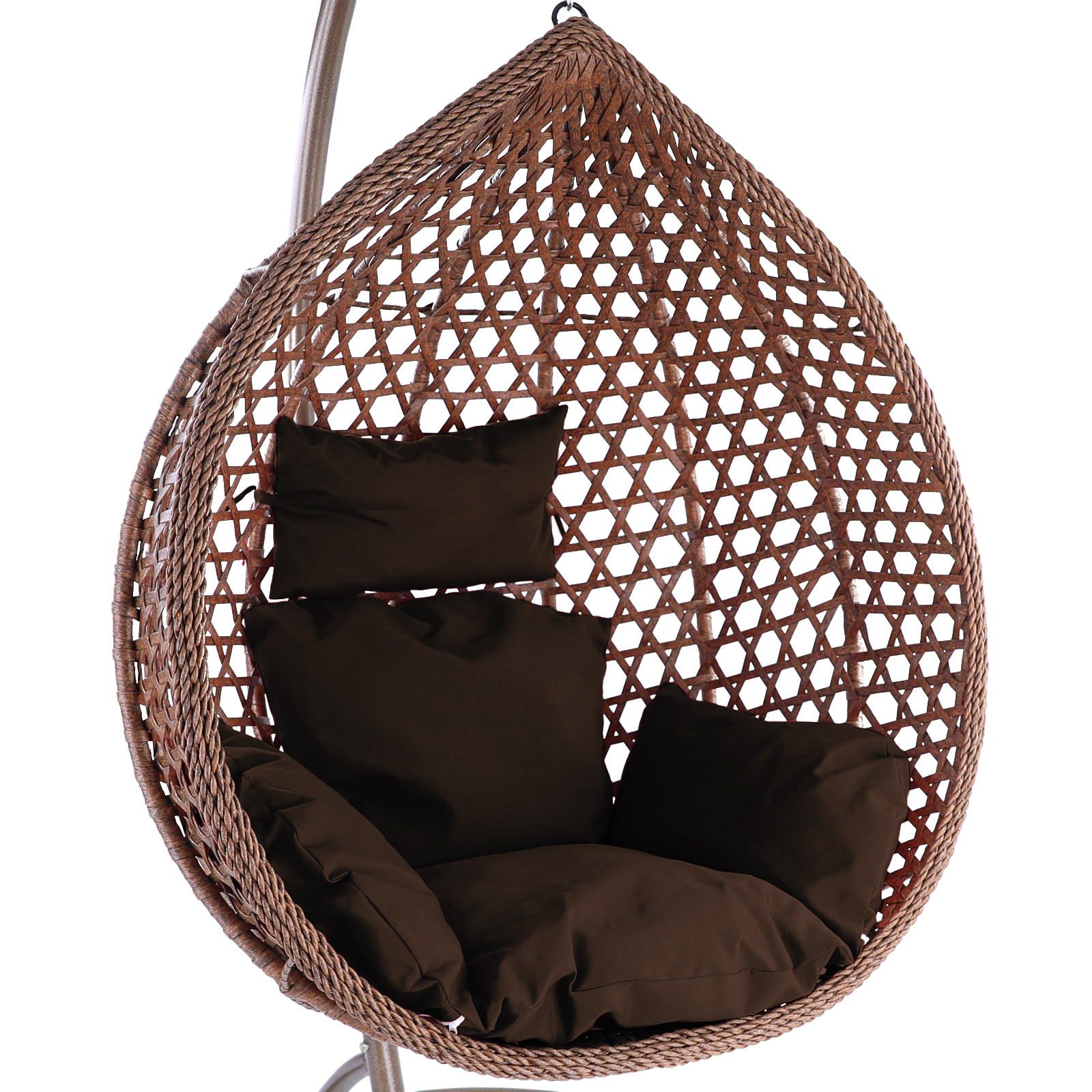 Hangstoel - bruin - 95x106x65 cm - met kussen - donkerbruin