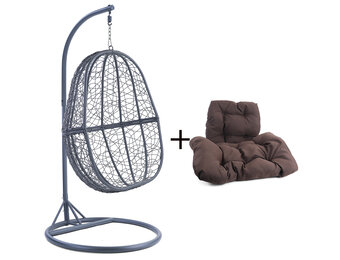 Hangstoel - 90x117x60 cm - met kussen - grijs donkerbruin