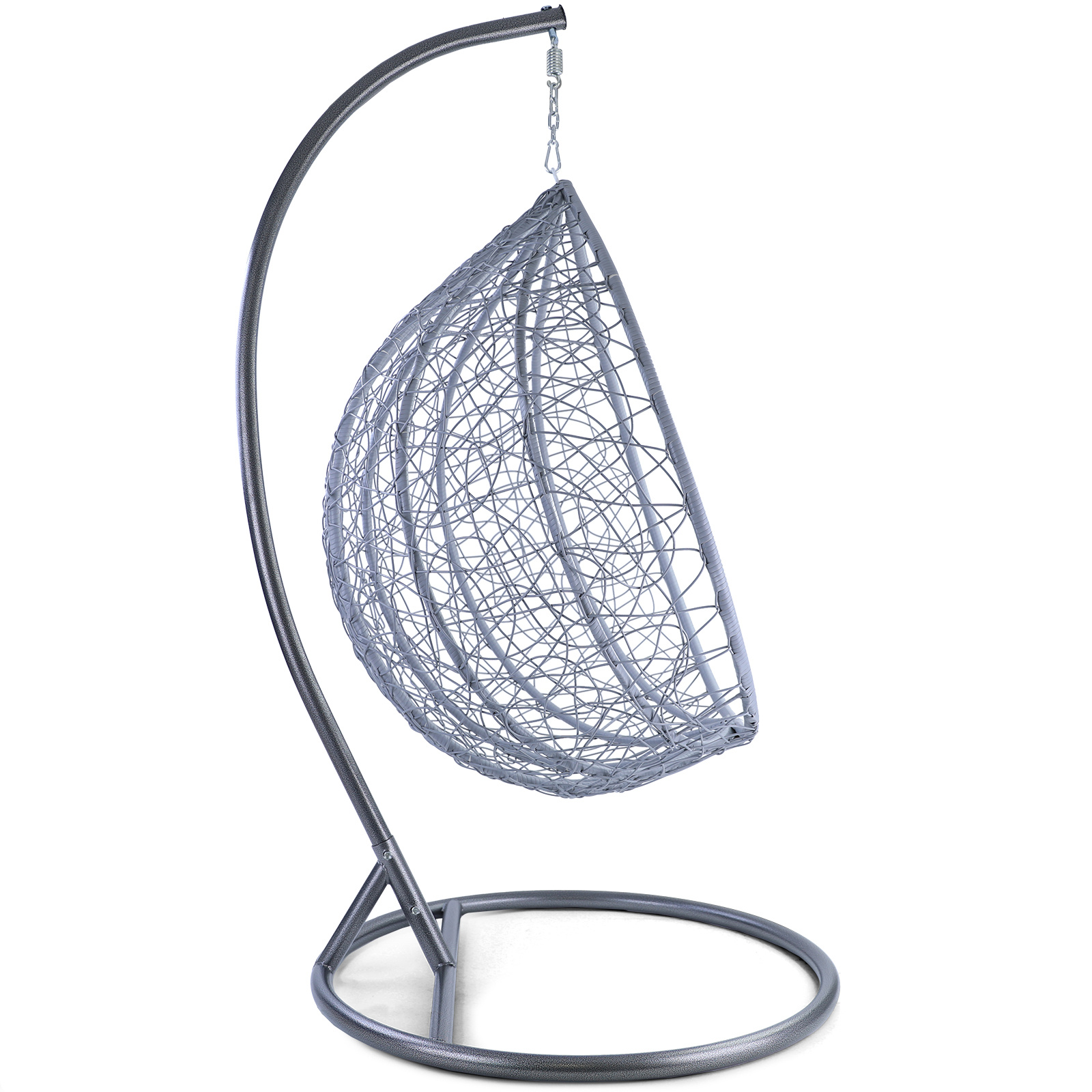 Hangstoel - grijs - 120x106x70 cm - met kussen - wit
