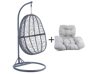 Hangstoel - 90x117x60 cm - met kussen - grijs lichtgrijs