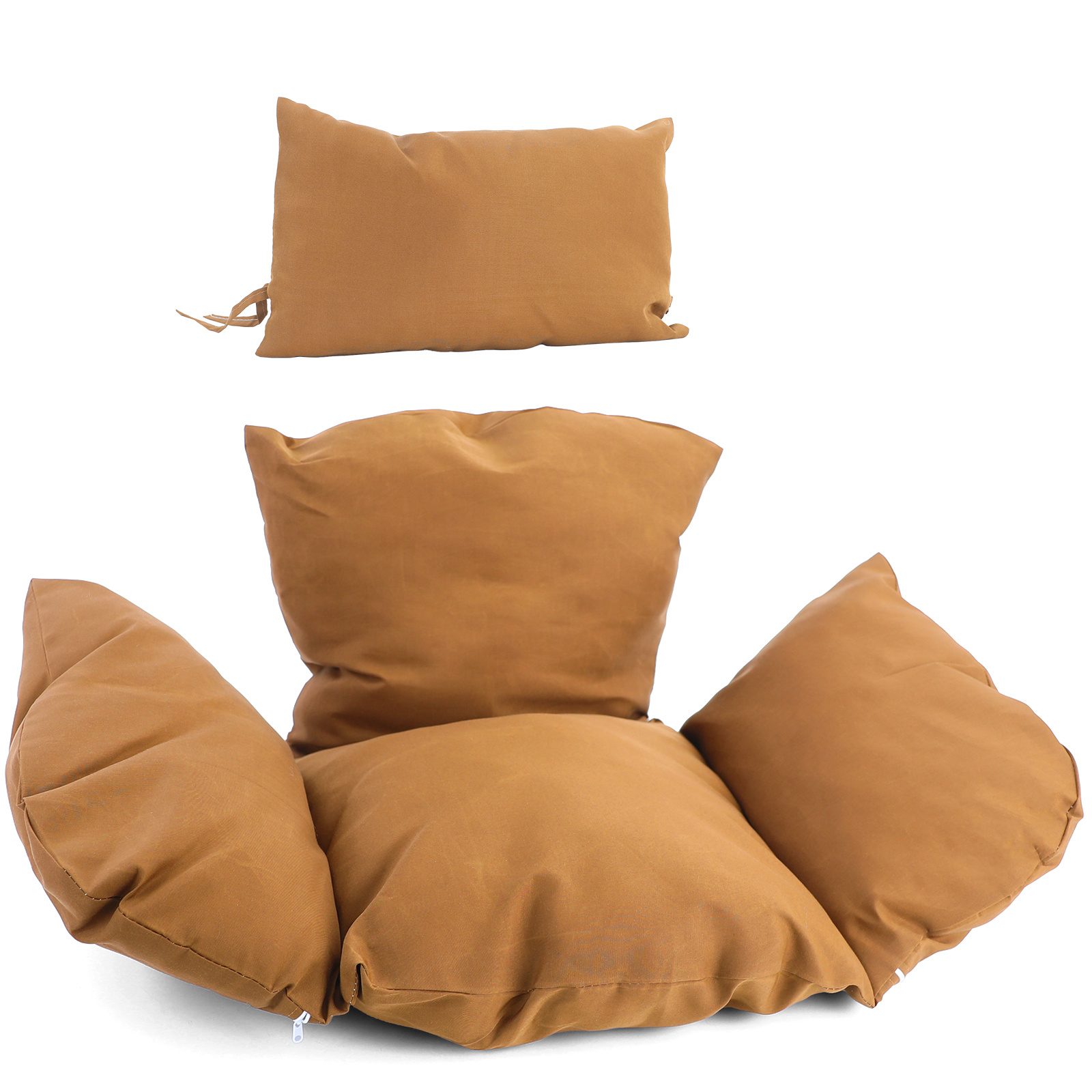 Hangstoel - grijs - 110x95x65 cm - met kussen - lichtbruin