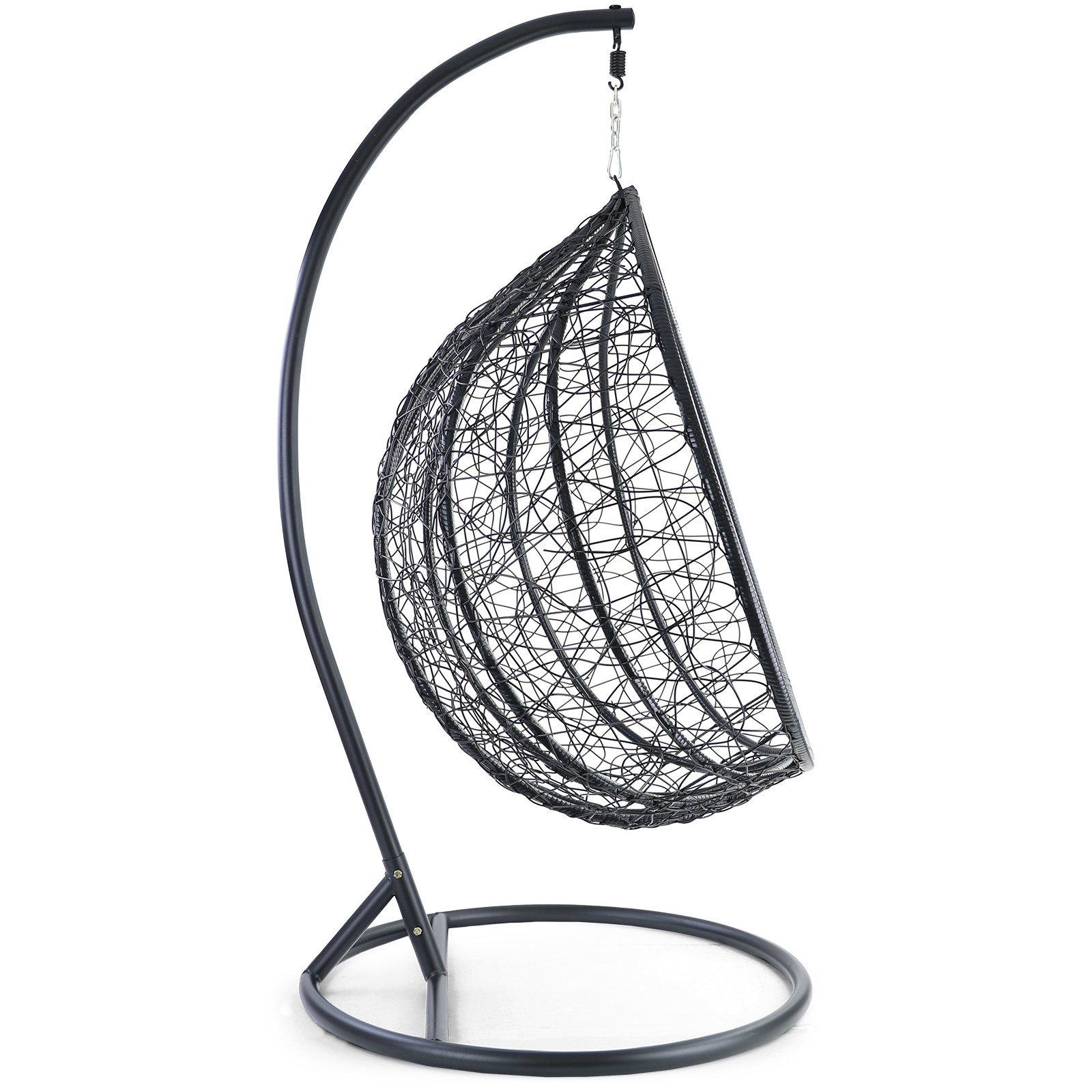 Hangstoel - zwart - 120x106x70 cm - met gestreepte kussen