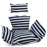 Hangstoel - zwart - 120x106x70 cm - met gestreepte kussen