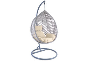 Hangstoel - grijs - 120x106x70 cm - met kussen - beige