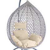 Hangstoel - grijs - 120x106x70 cm - met kussen - beige