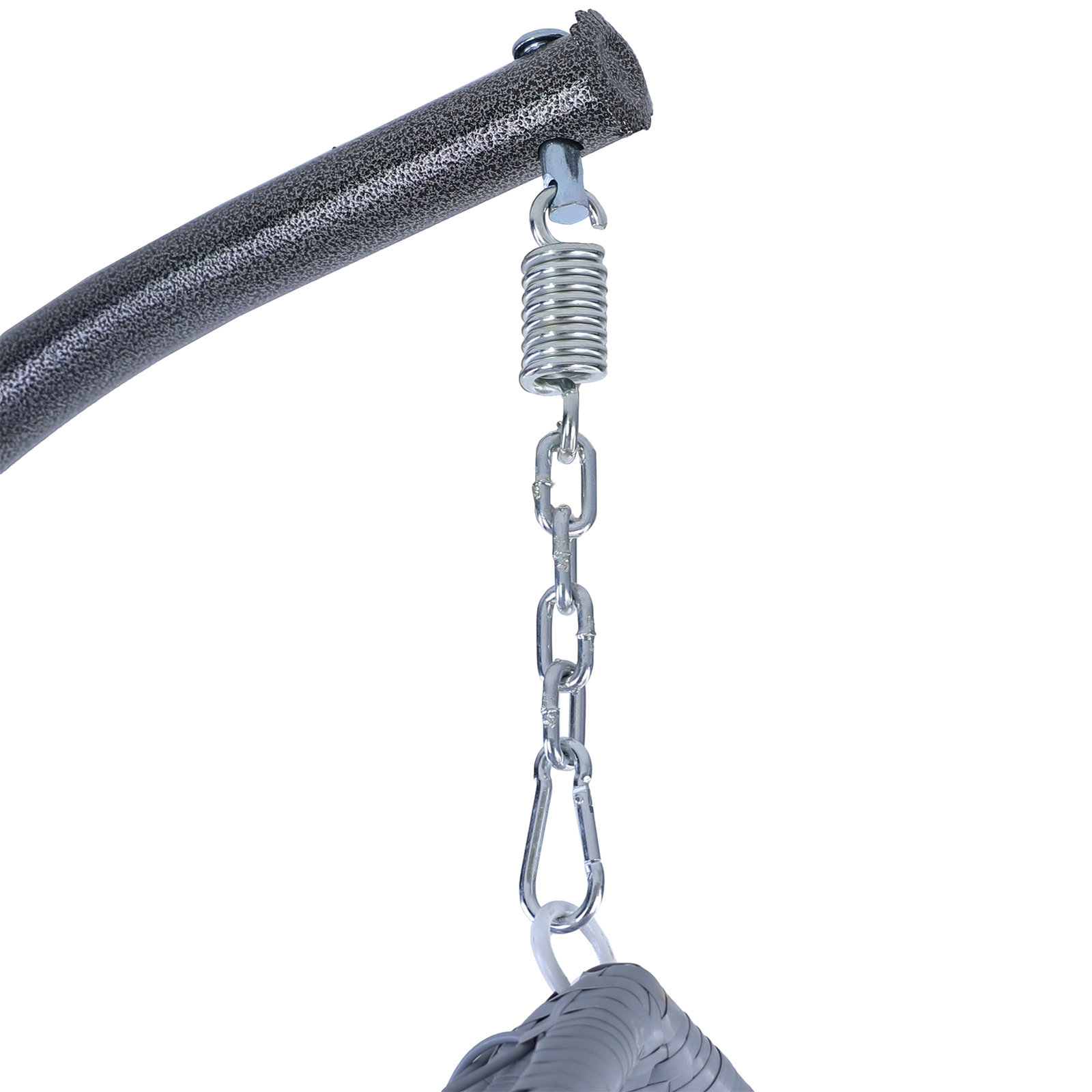 Hangstoel - lichtgrijs zilver - 95x110x65 cm - witte kussen