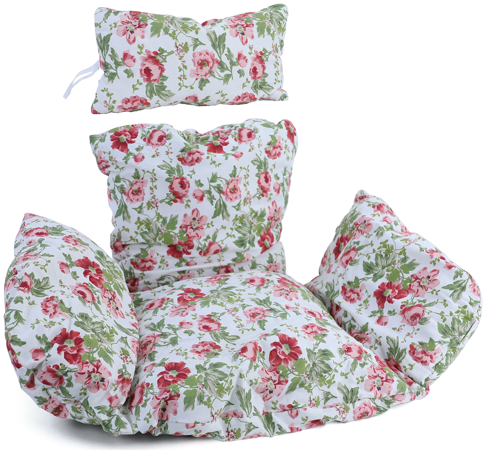 Hangstoel - roze wit - 120x106x70 cm - met kussen - gebloemd