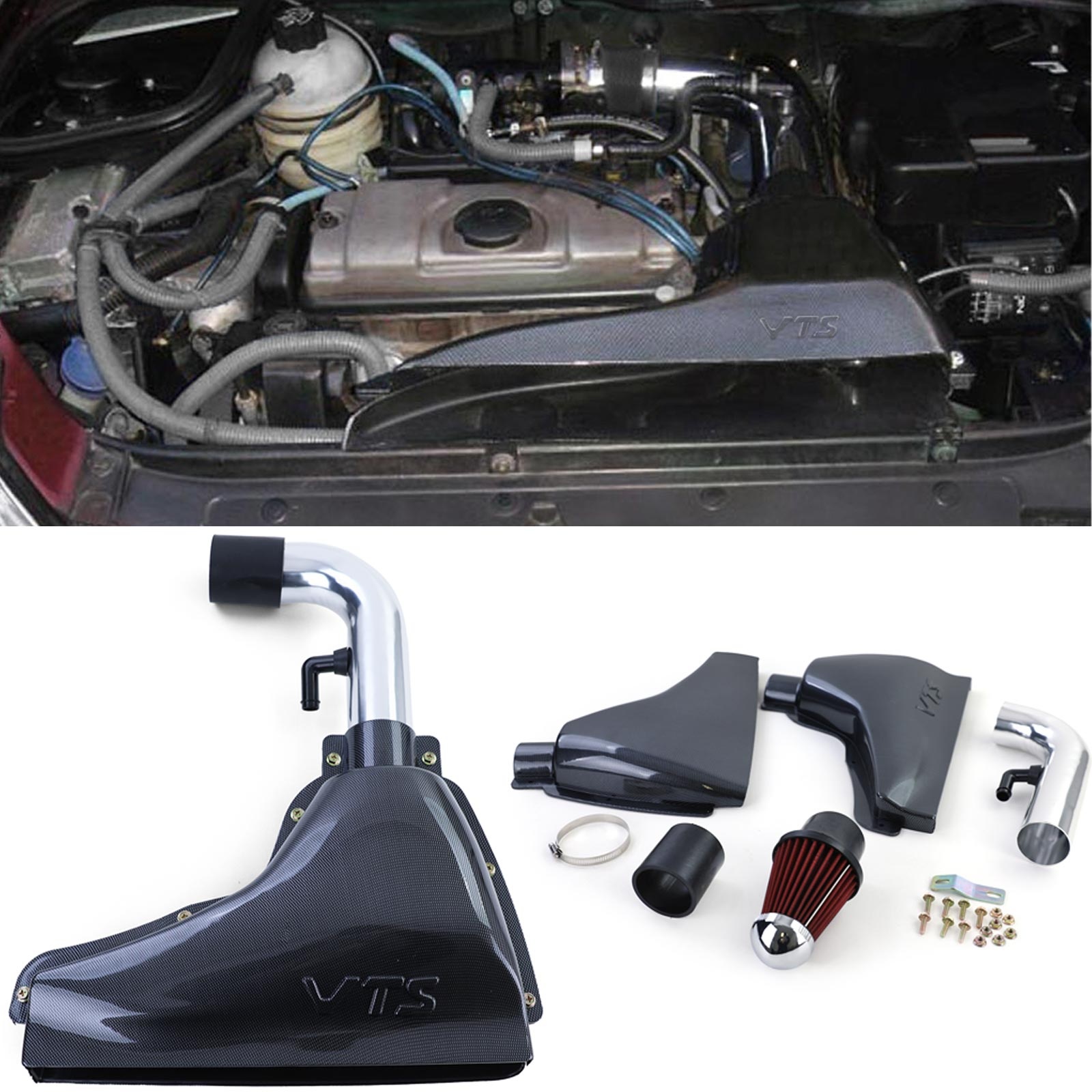 Luchtfilter auto - voor Citroen Saxo / type: 1.4 / 1.6 / VTS / VTR 1996-2004 - ABS-behuizing - carbon