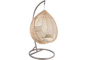 Hangstoel - beige - 120x106x70 cm - met kussen - beige