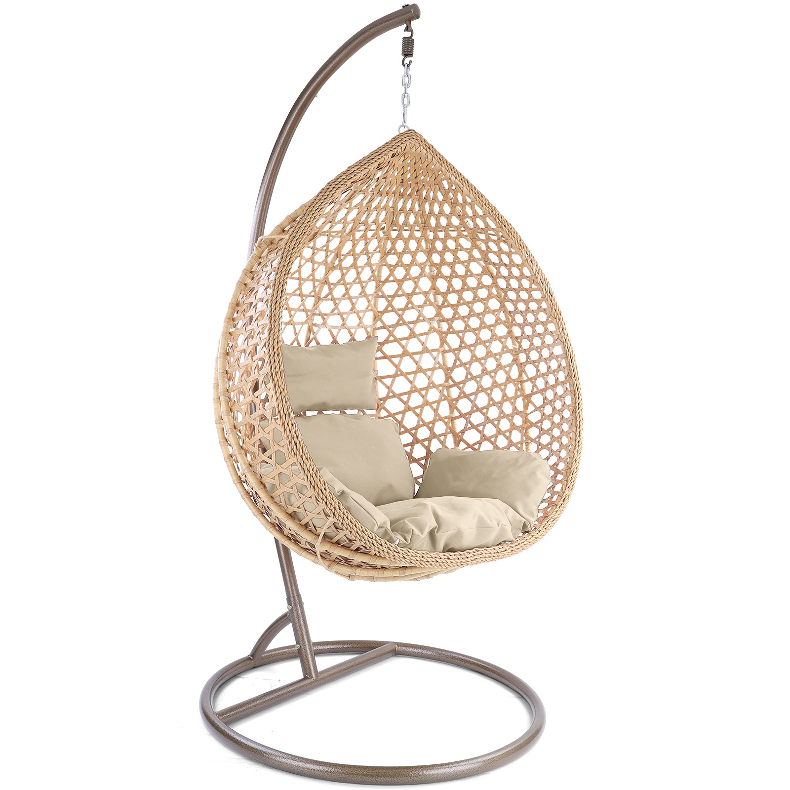 Hangstoel - beige - 120x106x70 cm - met kussen - beige