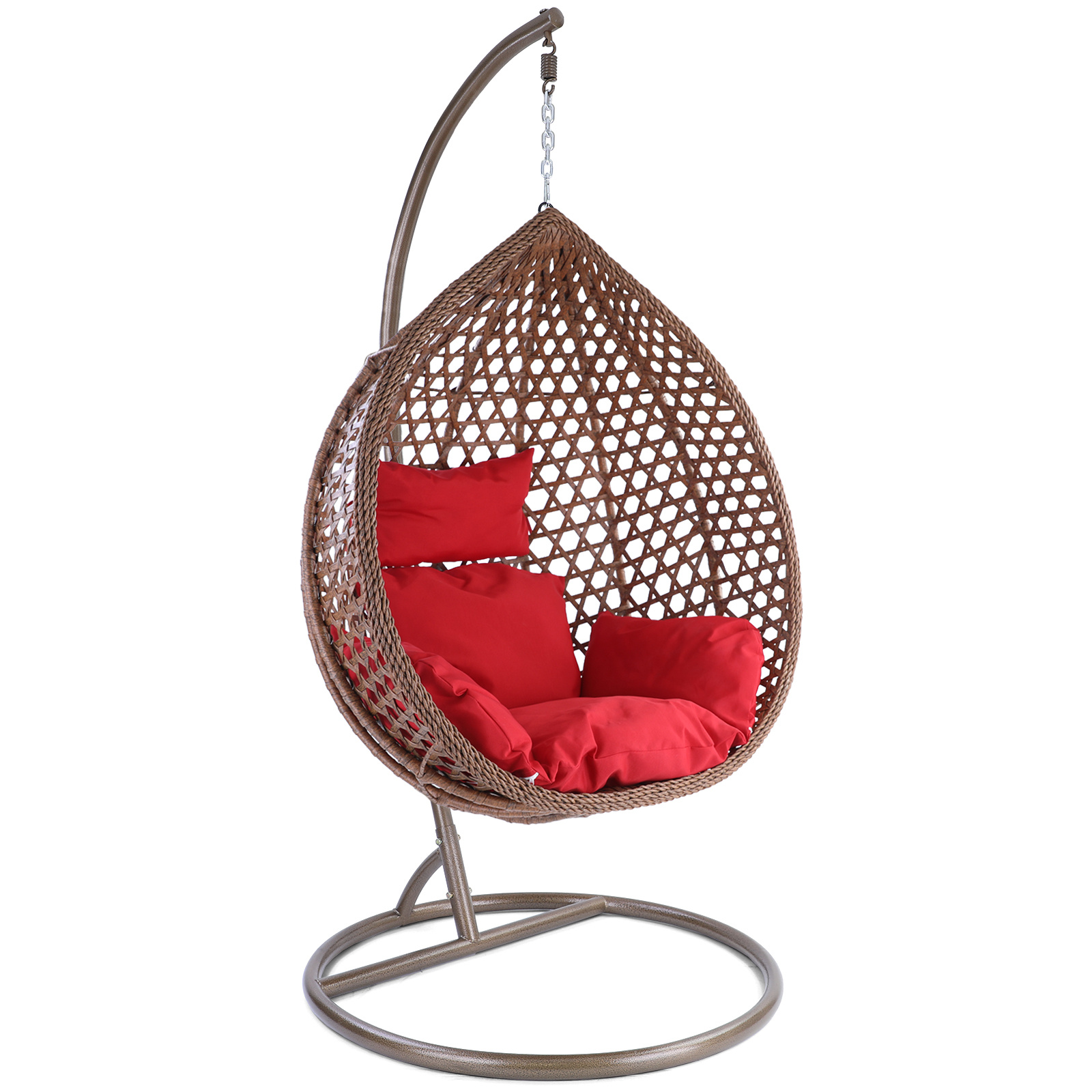 Hangstoel - bruin - 95x106x65 cm - met kussen - rood