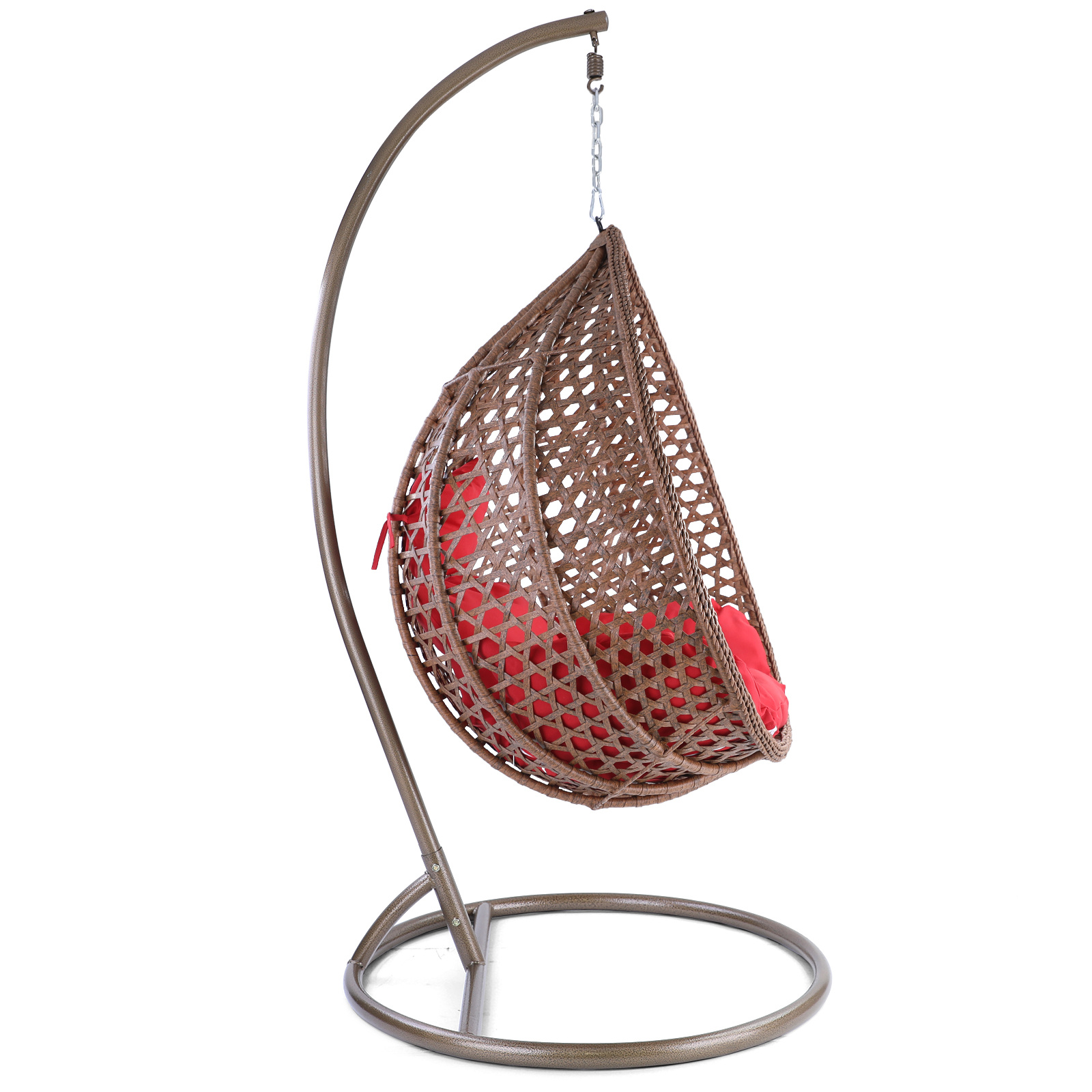 Hangstoel - bruin - 95x106x65 cm - met kussen - rood