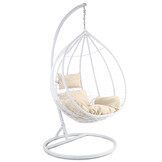 Hangstoel - wit - 120x106x70 cm - met kussen - beige