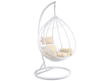 Hangstoel - wit - 120x106x70 cm - met kussen - beige