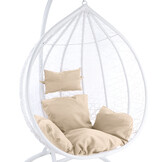 Hangstoel - wit - 120x106x70 cm - met kussen - beige