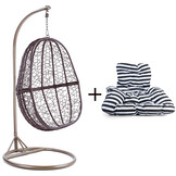 Hangstoel - bruin - 90x117x60 cm - met gestreept kussen