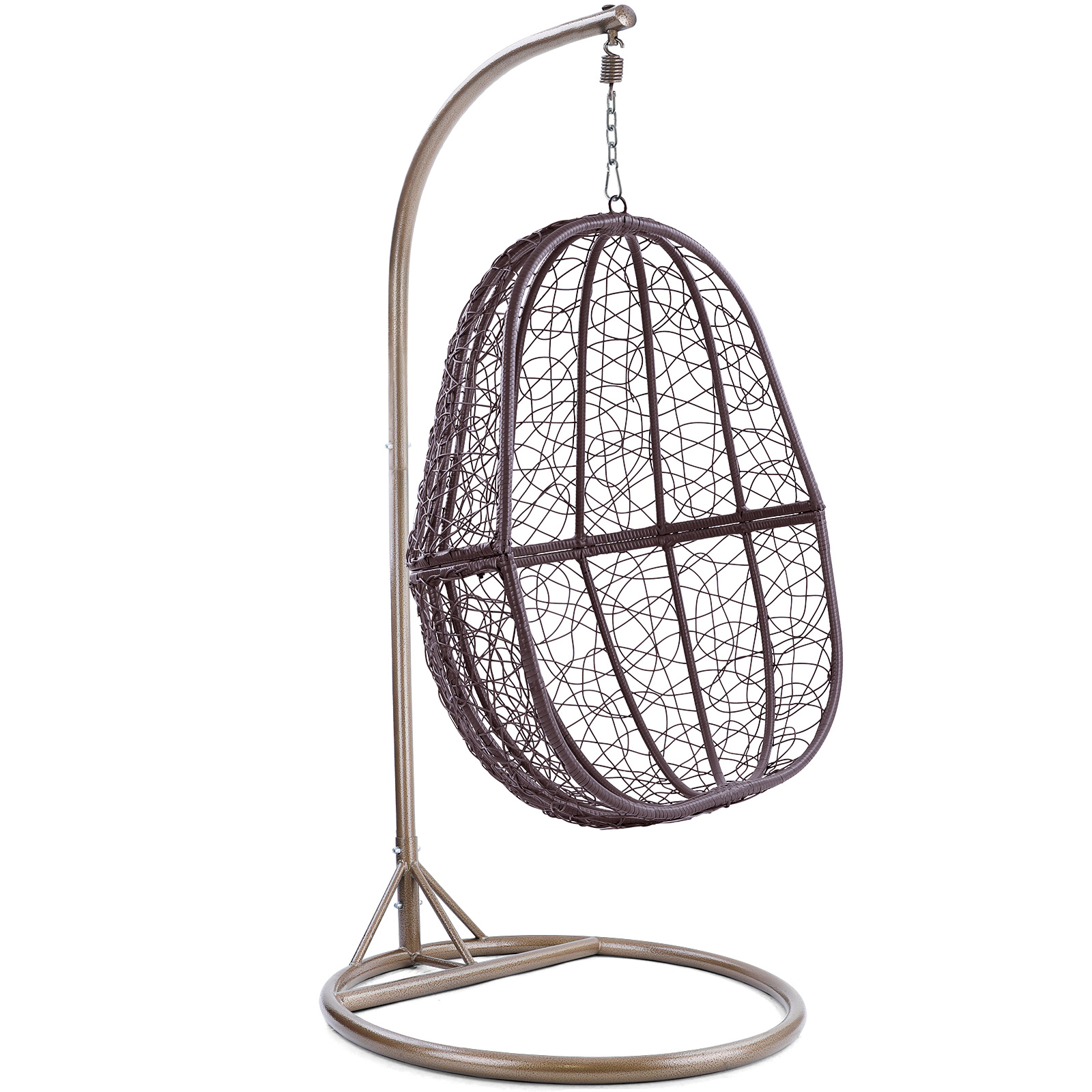 Hangstoel - bruin - 90x117x60 cm - met gestreept kussen