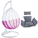 Hangstoel - roze wit - 110x95x65 cm - met gestreepte kussen