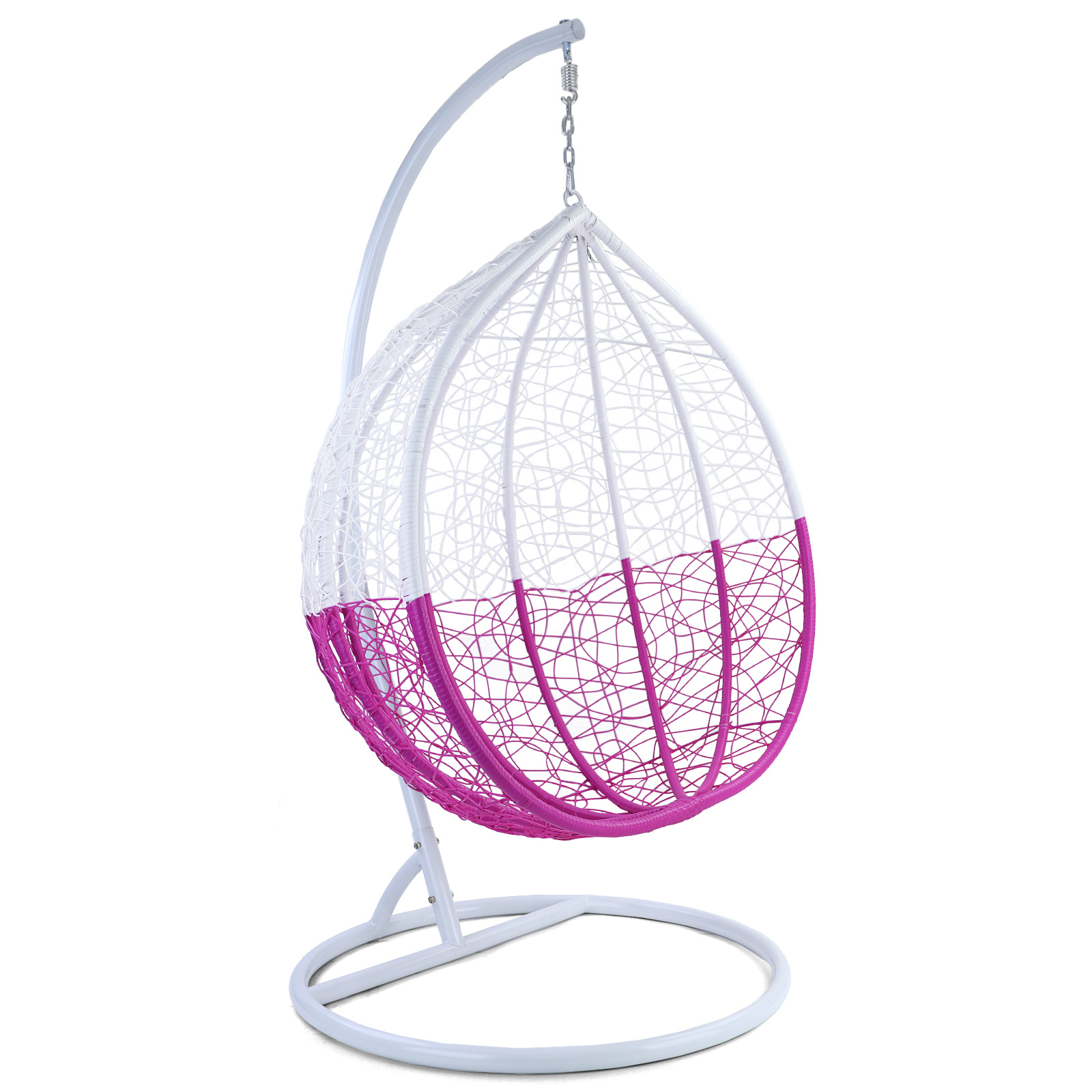 Hangstoel - roze wit - 110x95x65 cm - met gestreepte kussen