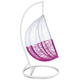Hangstoel - roze wit - 110x95x65 cm - met gestreepte kussen