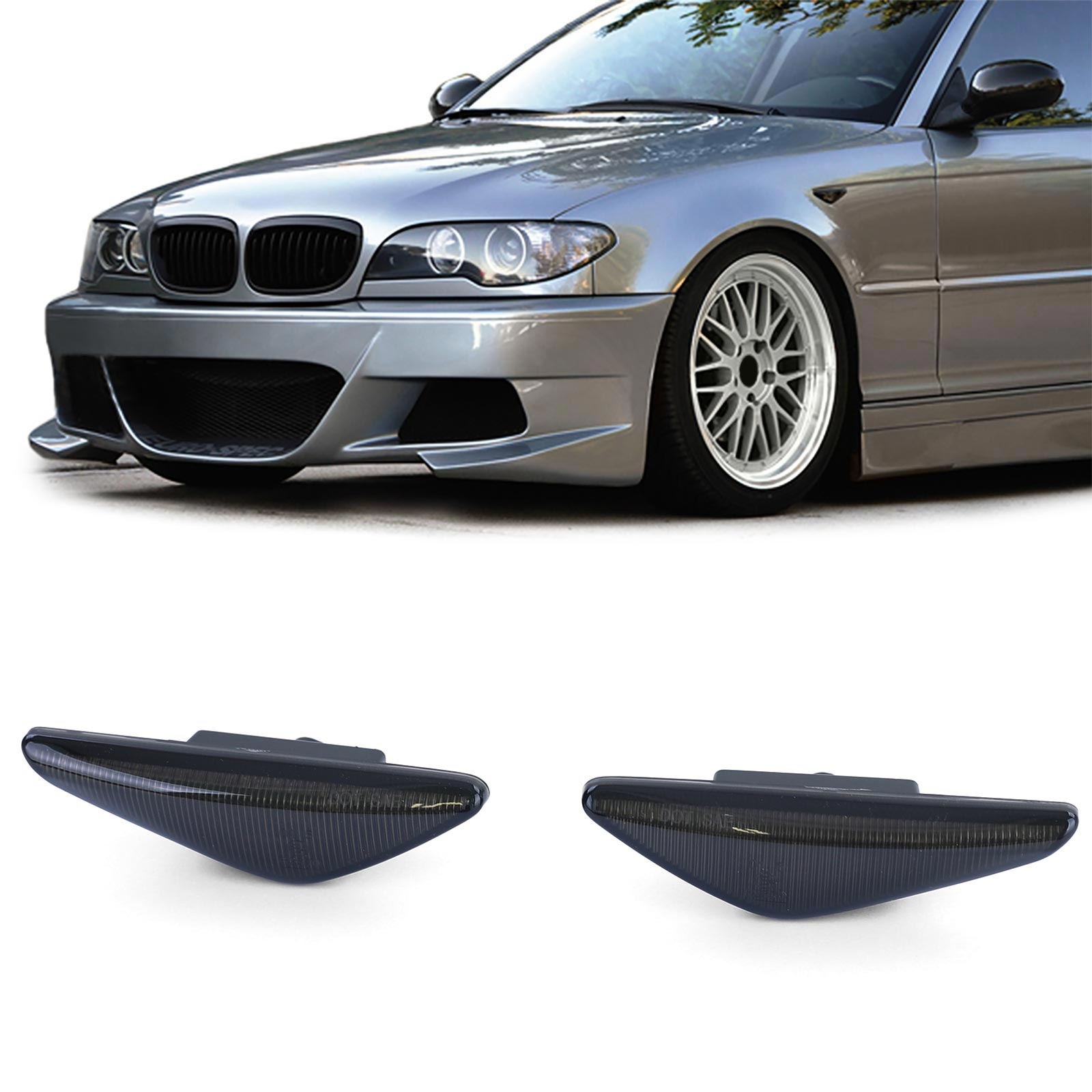 Zijkant knipperlichten - BMW 3-serie E46 Coupé Cabrio 2003-2007 - smoke zwart