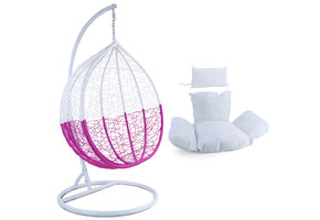 Hangstoel - roze wit - 120x106x70 cm - met kussen - wit