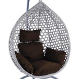 Hangstoel - grijs - 95x106x65 cm - met kussen - donkerbruin