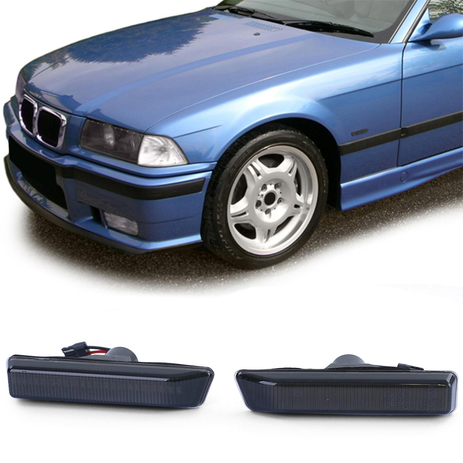 Zijkant knipperlichten geschikt voor BMW 3 BMW X5-serie E36 E53 1996-2000 Sedan Touring Coupé Cabrio M3 - smoke zwart