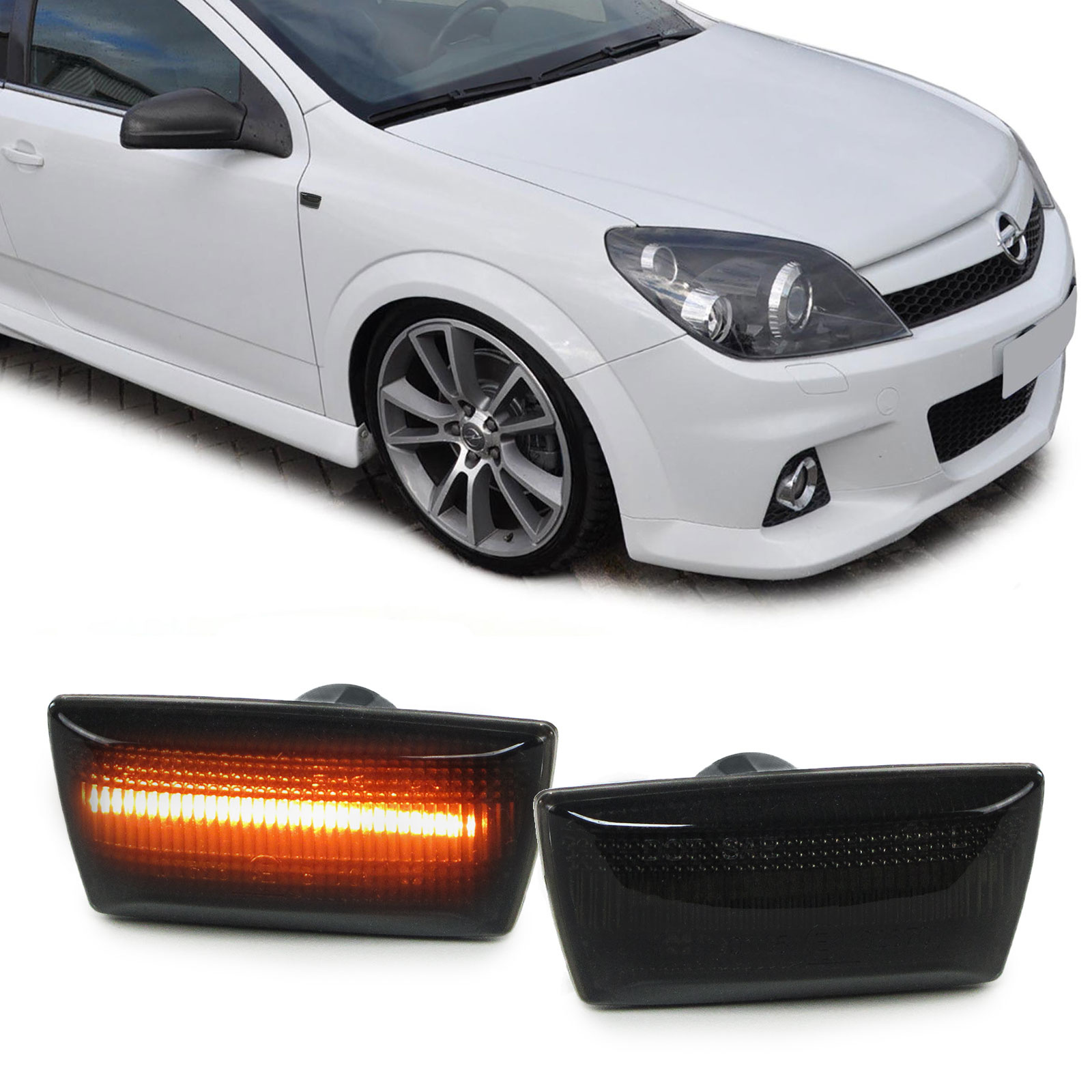 Zijkant knipperlichten - Opel Astra H / Insignia / Zafira B / Corsa D - smoke zwart