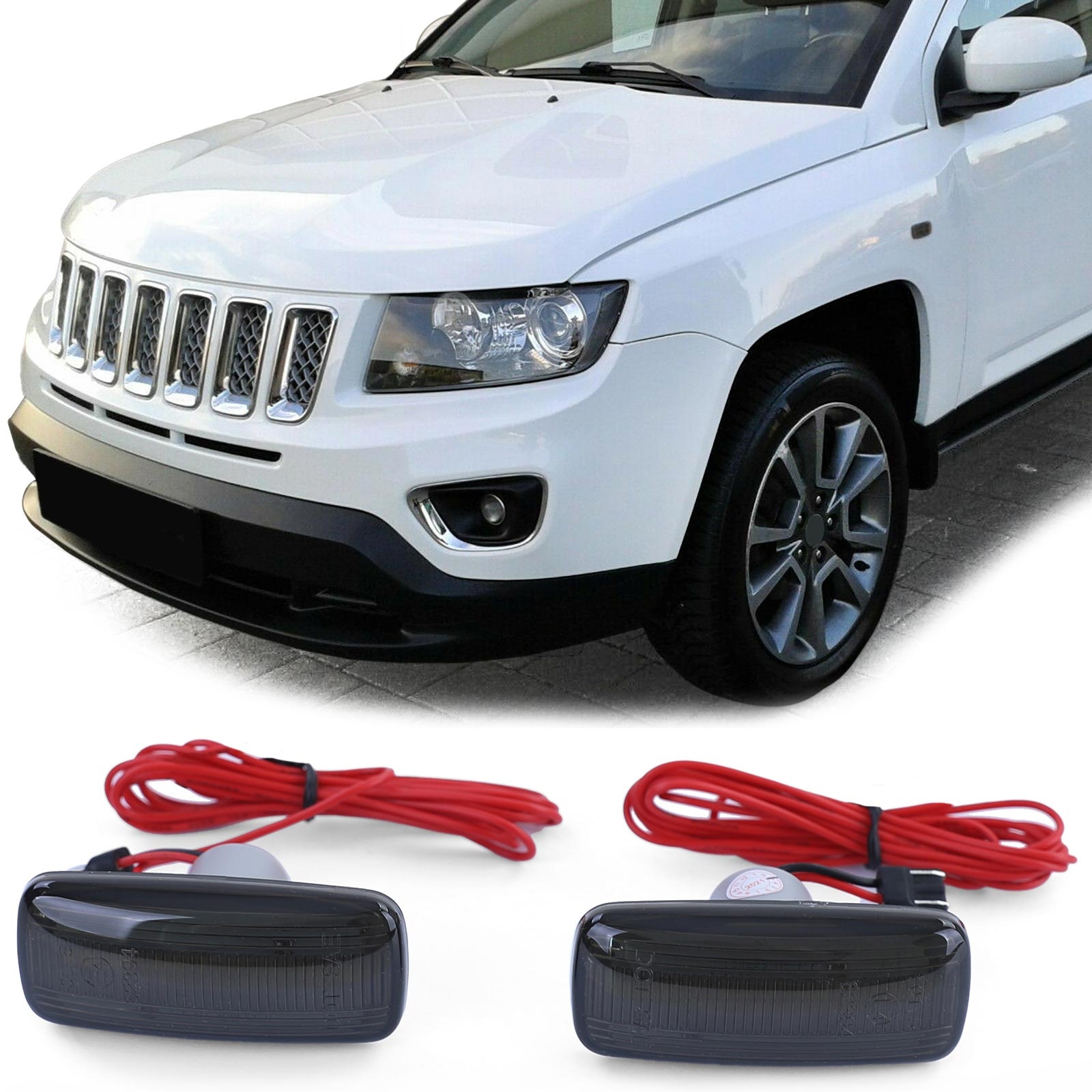 Zijkant knipperlichten - Jeep Patriot / Compass / Commander - gerookt zwart