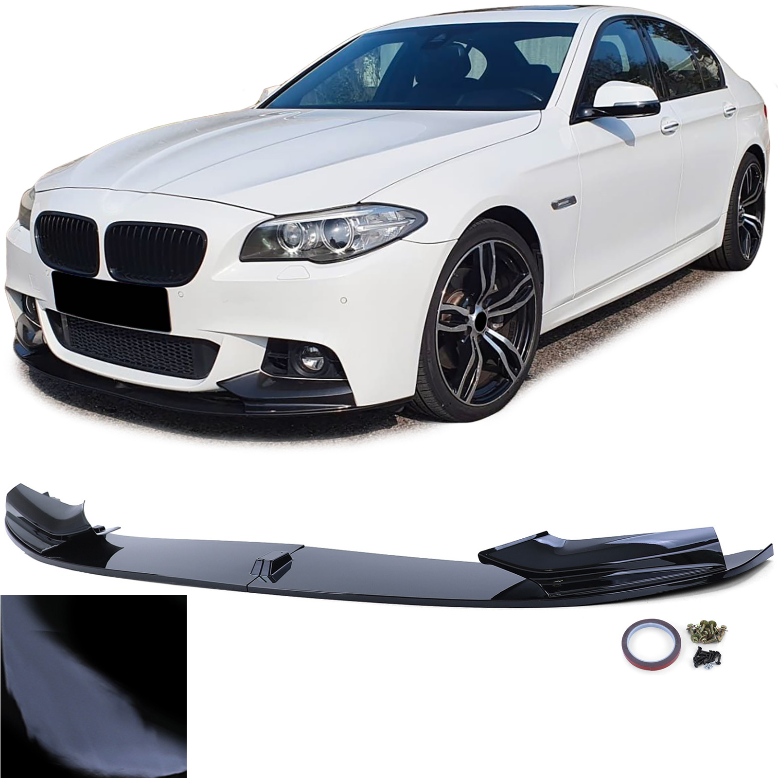 Spoiler - voorspoiler lip - BMW 5 serie-F10 F11 / Sedan / Touring 2010-2017 - glanzend zwart