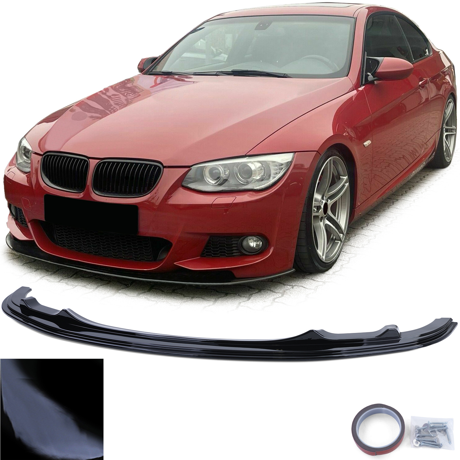 Spoiler - voorspoiler lip - geschikt voor BMW 3 serie type-E92 E93 / Coupé / Cabrio 2010-2013 - glanzend zwart