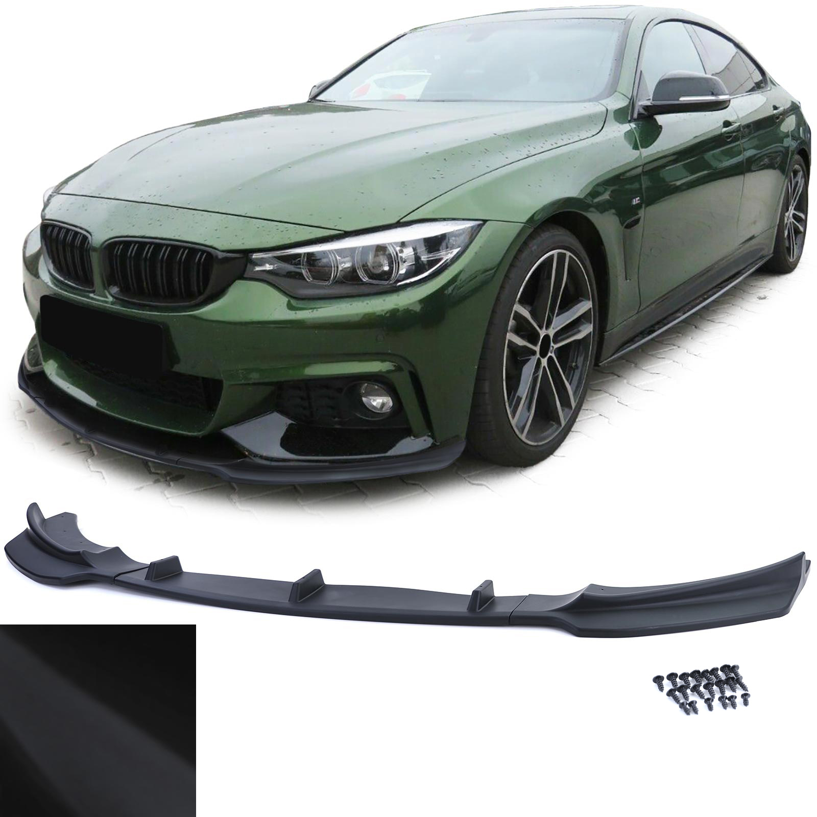 Spoiler - voorspoiler lip geschikt voor BMW 4 serie-F32 F33 F36 / Cabrio / Coupe / Gran Coupe 2010-2013 - matzwart