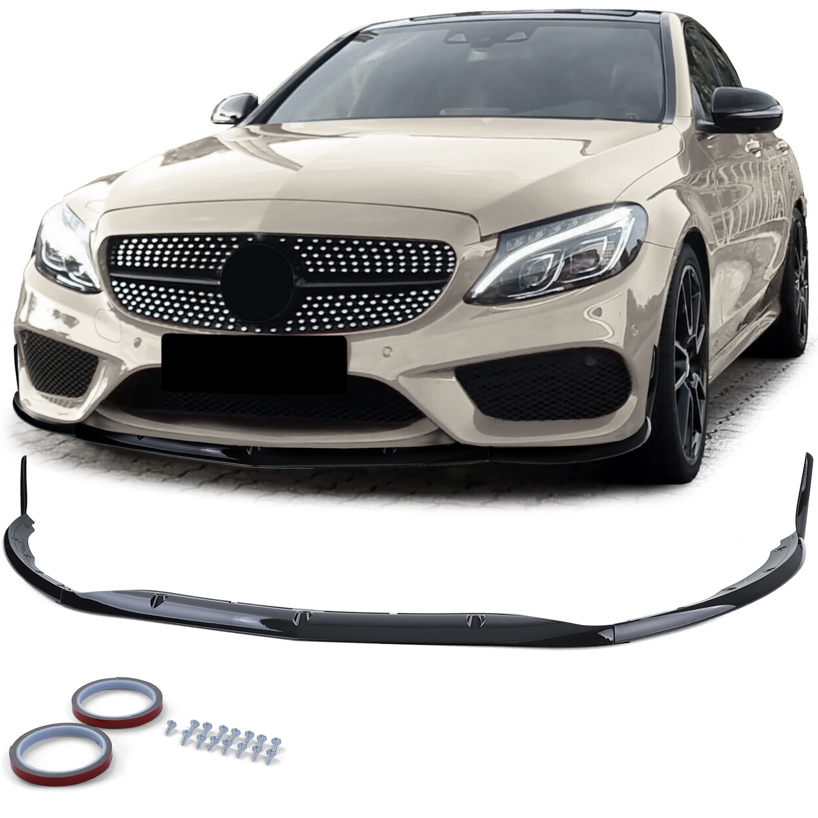 Spoiler - voorspoiler lip - Mercedes C W205 S205 Sedan / T-Model 2014-21