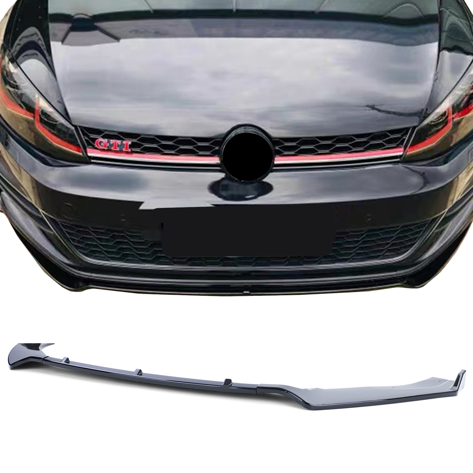 Spoiler - voorspoiler lip - voor VW Golf 7 5G1 / Sedan 2013-2020 - glanzend zwart