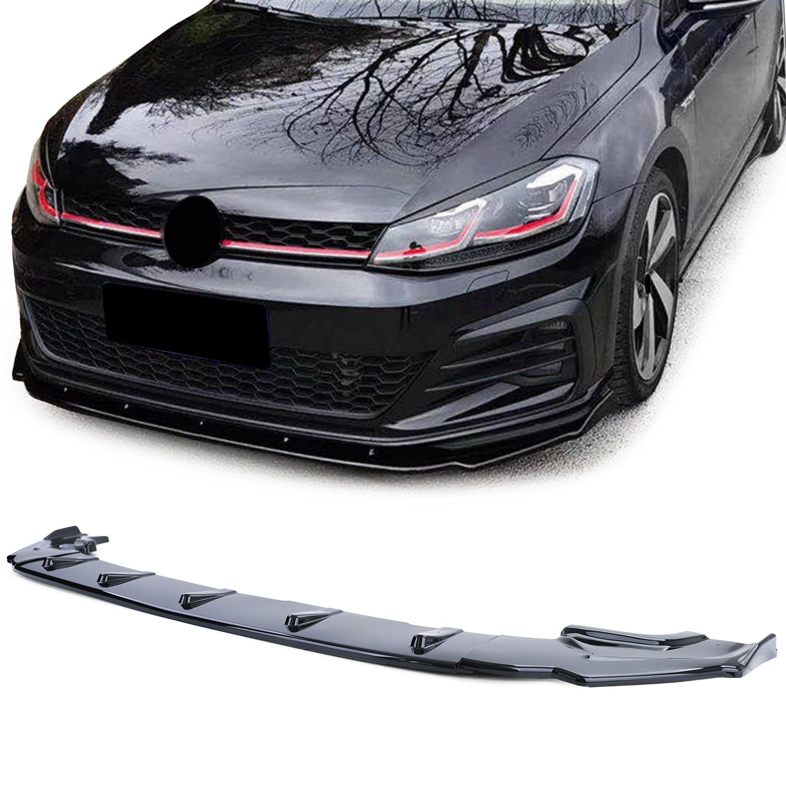 Spoiler - voorspoiler lip - voor VW Golf 7 5G1 GTI 2013-2020 - glanzend zwart