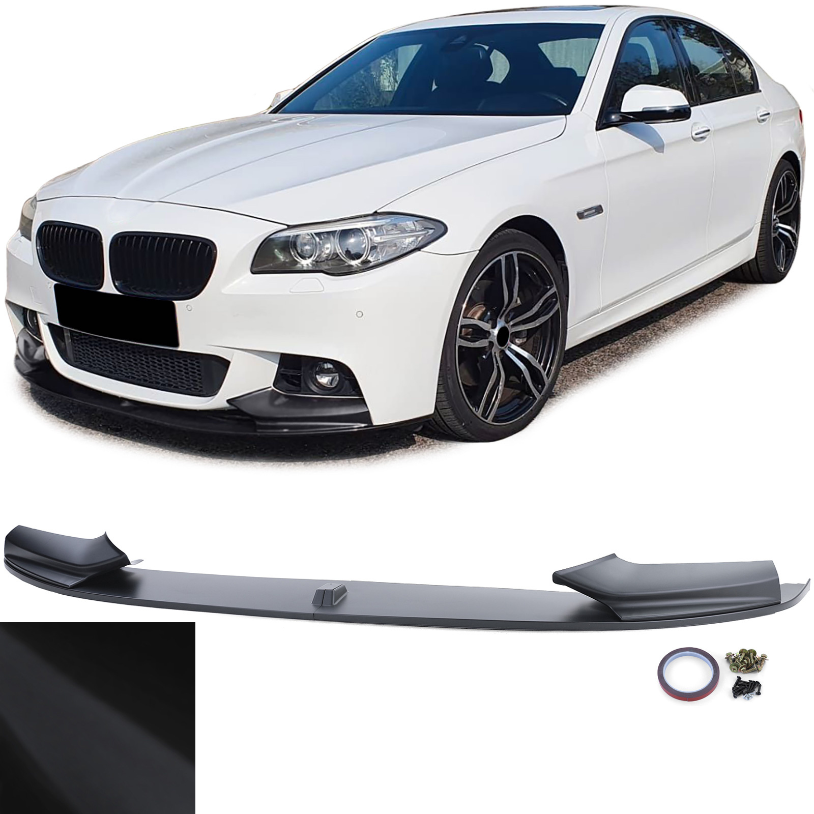 Spoiler - voorspoiler lip - geschikt voor BMW 5 serie-F10 F11 / Sedan / Touring 2010-2017 - matzwart
