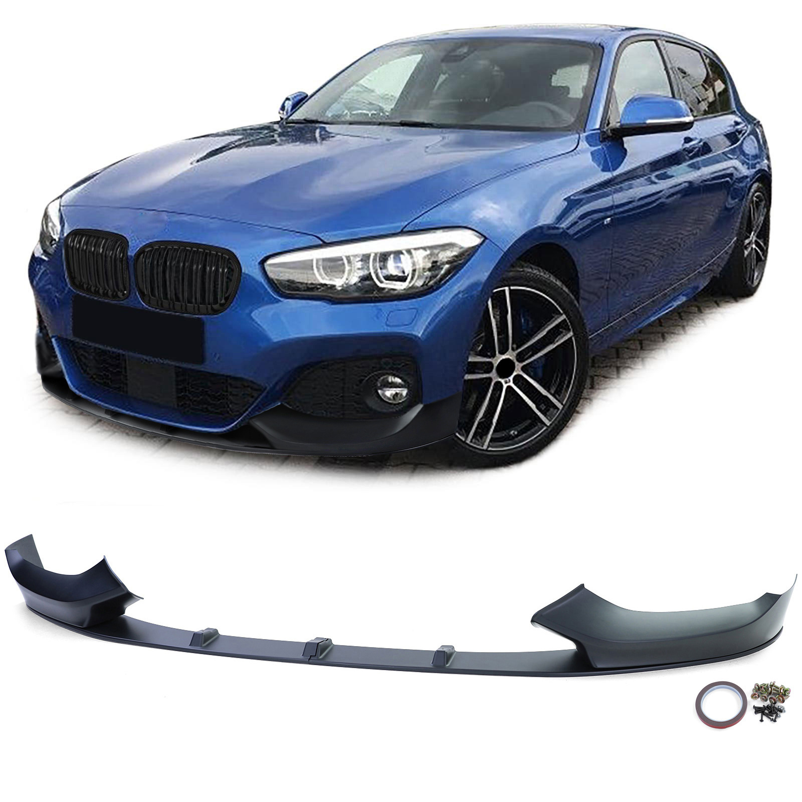 Spoiler - voorspoiler lip - BMW 1 serie type-F20 F21 2015-2019 - matzwart