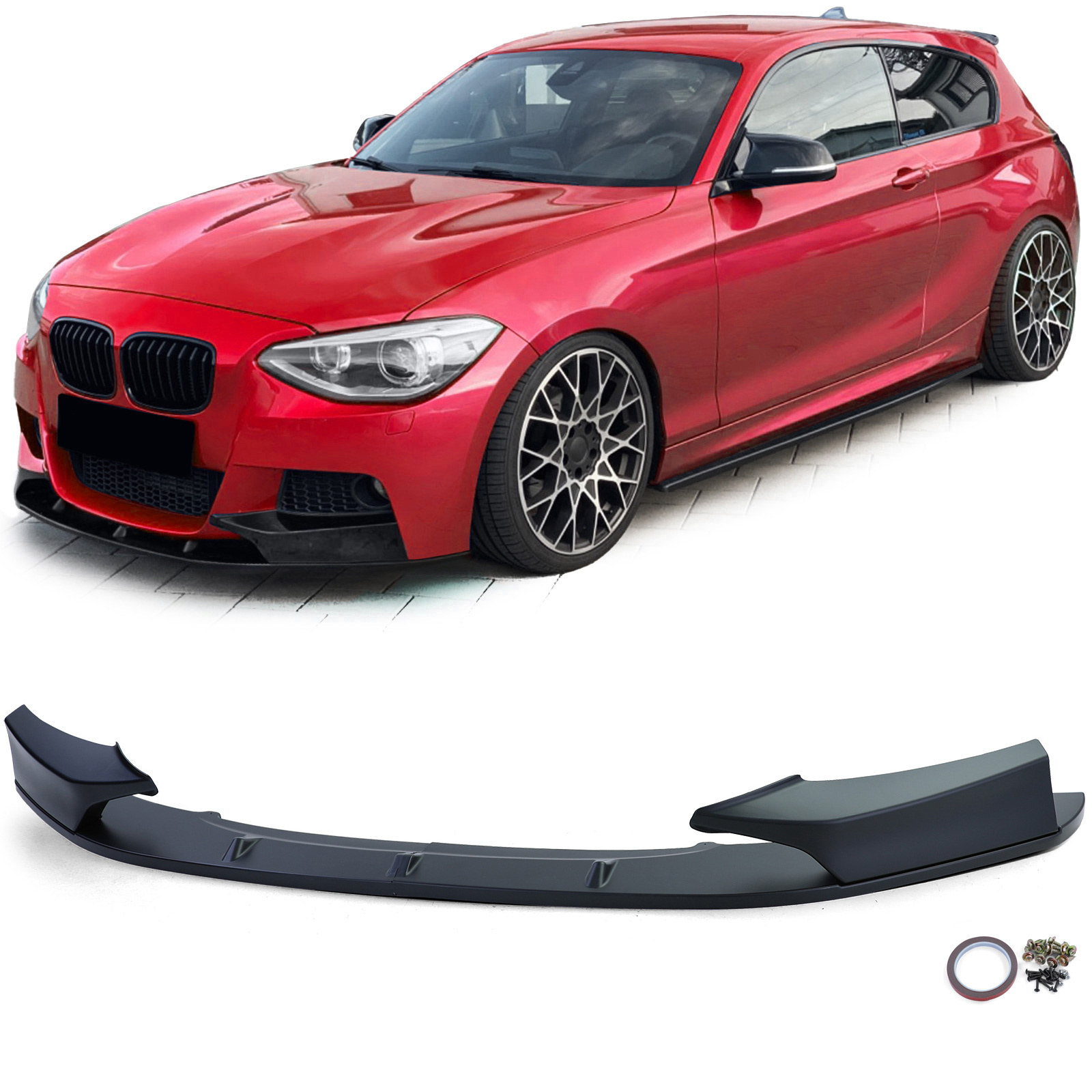 Spoiler - voorspoiler lip - BMW 1 serie type-F20 F21 2010-2014 - matzwart