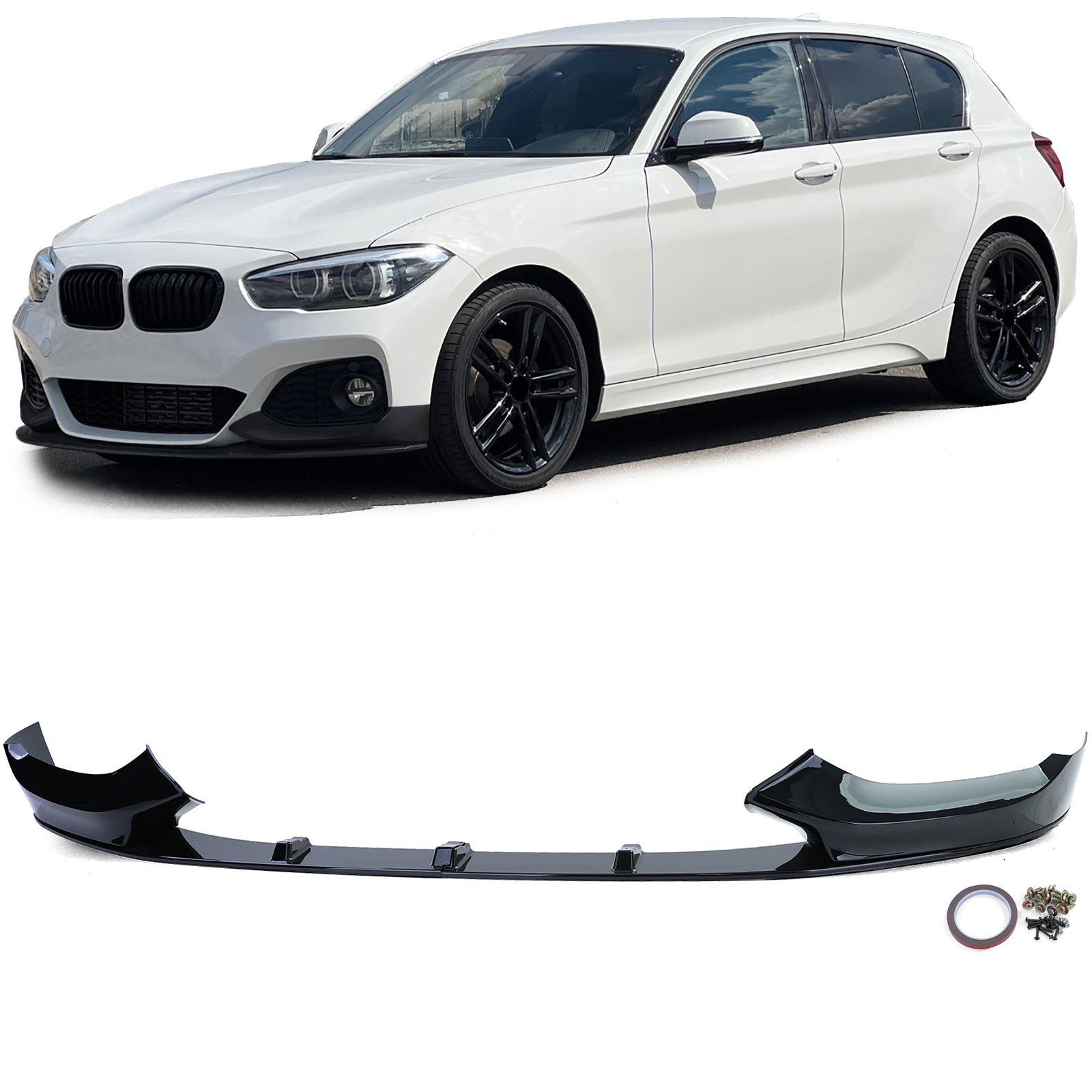 Spoiler - voorspoiler lip - BMW 1 serie type-F20 F21 2015-2019 - glanzend zwart