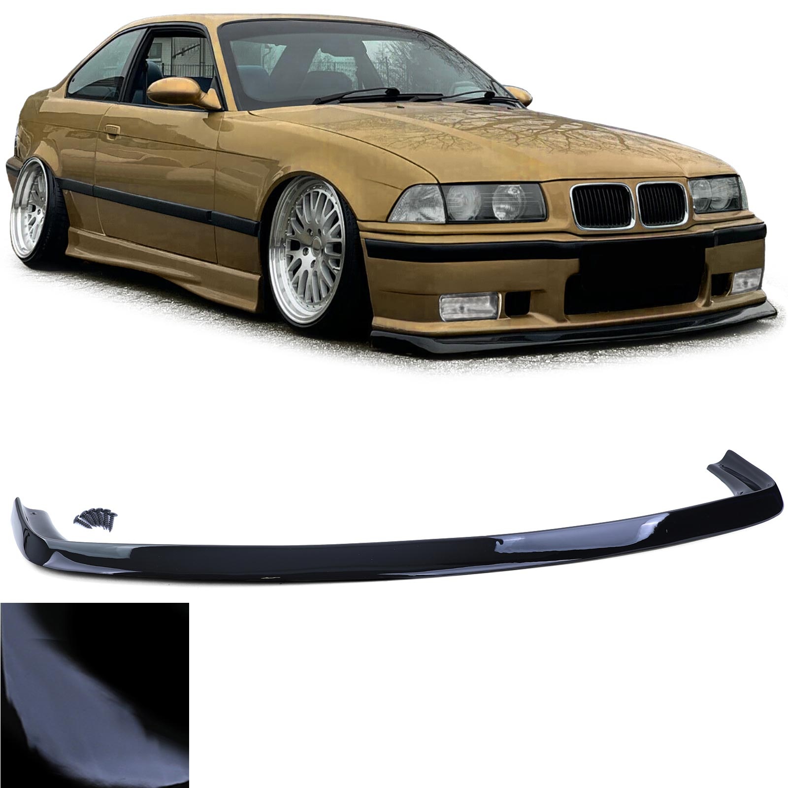 Spoiler - voorspoiler lip - BMW 3 serie type-E36 / Sedan / Cabrio / Touring /  Compact 1990-1999 - glanzend zwart