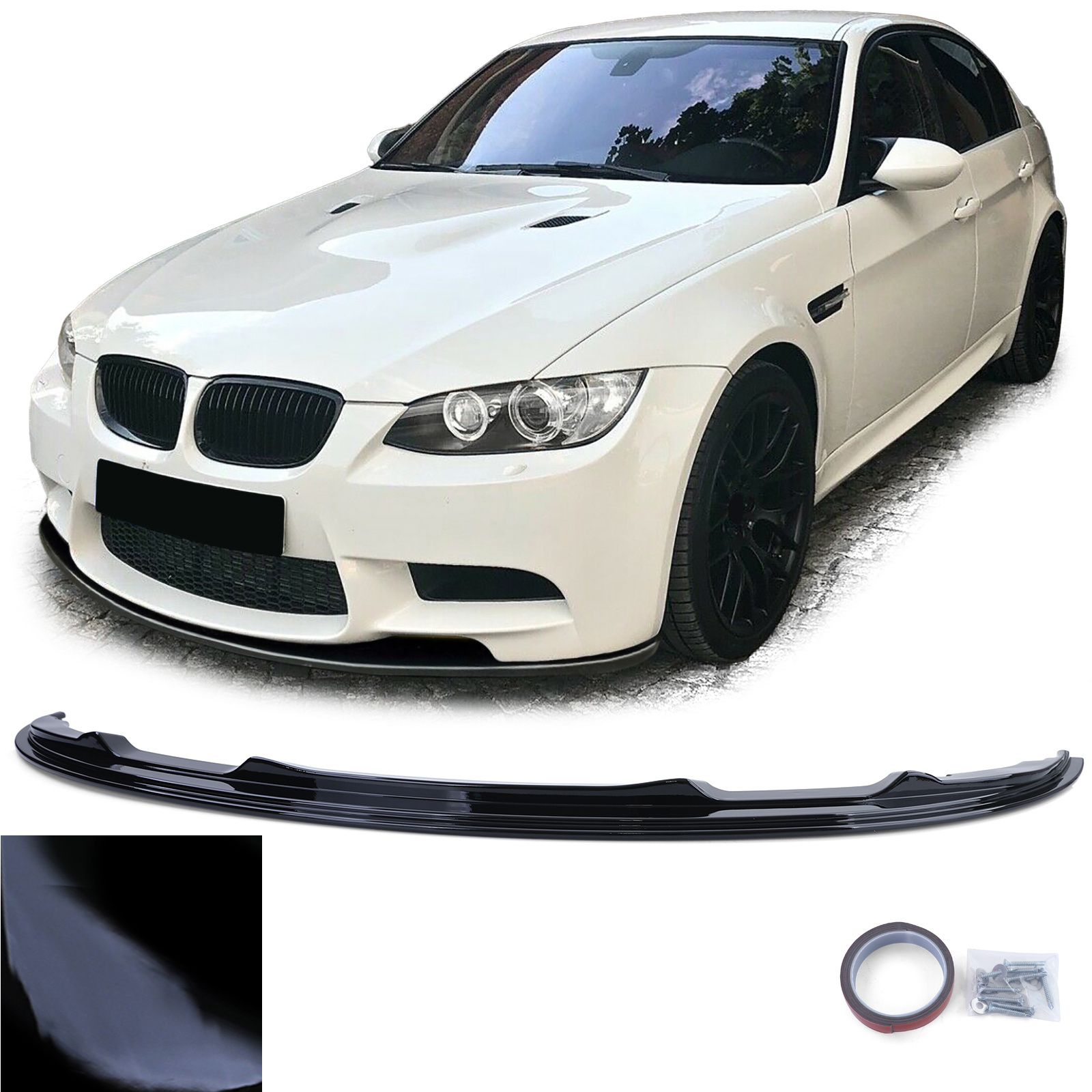 Spoiler - voorspoiler lip - BMW 3 serie type-E90 E91/ Sedan / Touring 2008-2012 - glanzend zwart
