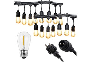 Prikkabel - 15M - inclusief 15 lampen - IP44 - 2700K warm wit