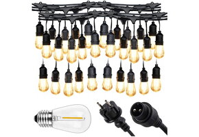 Prikkabel - 15M - inclusief 30 lampen - IP44 - 2700K warm wit