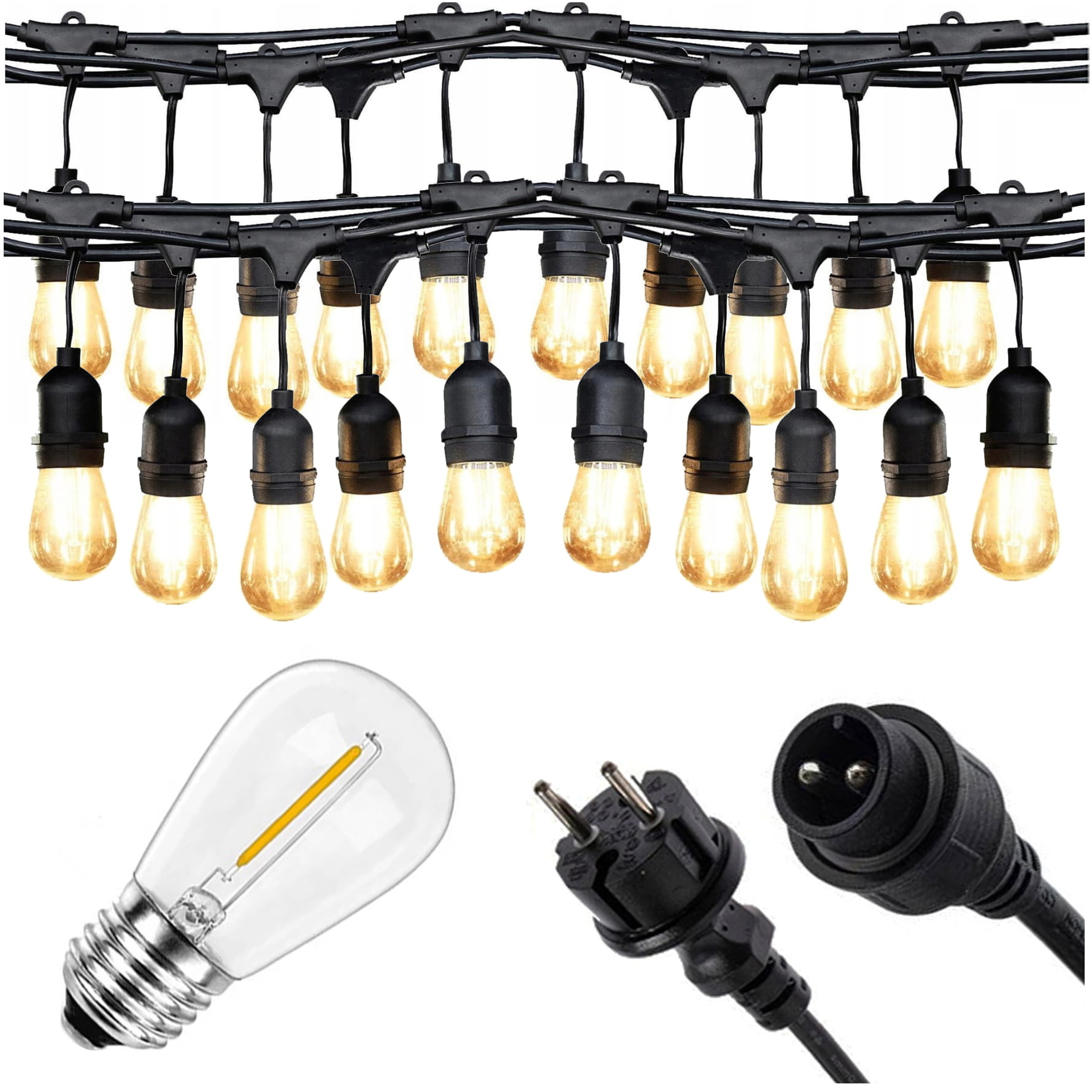 Prikkabel - 20M - inclusief 30 lampen - IP44 - 2700K warm wit