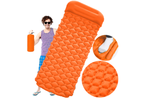 Slaapmat - thermomat - 190x60x5cm - ingebouwde pomp - oranje